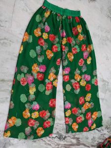 Floral Green Frock Naira Cut With Plazo
