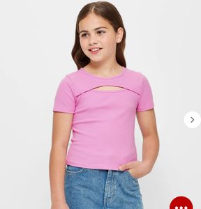 Pink Cutout Ribbed Tee