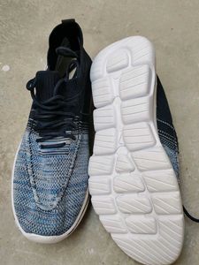 Blue Knit Running Shoes