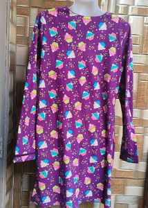Purple Cupcake Print Long Sweater