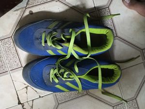 Blue and Green Running Shoes