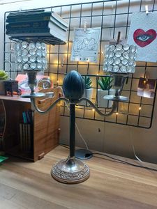 Vintage Crystal Candle Holder Dual Arm Stand