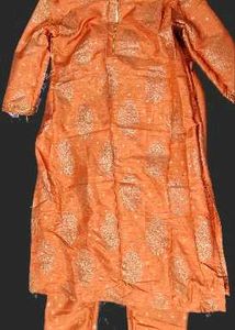 Orange Banarasi Print Kurti
