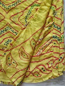 Yellow Bandhani Print Saree
