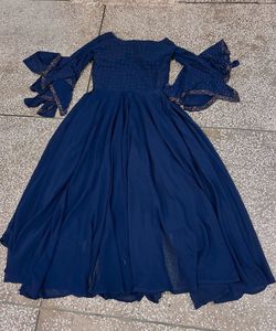 Elegant Blue Ethnic Gown Shrara Fancy Dress