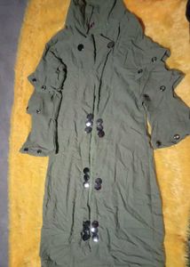 Embellished Olive Green Dress