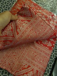 Red Banarasi Dress Material