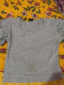 Cute Grey Puff Sleeve Top