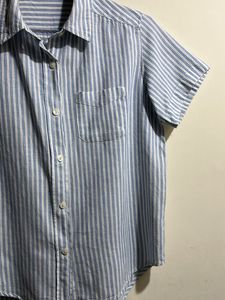 Classy Blue And White Stripes Summer Shirt