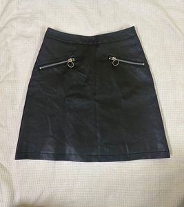 High Waisted Leather Mini Skirt