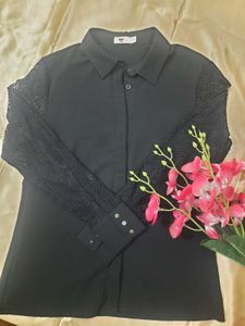 Black Lace Sleeve Top
