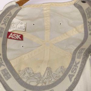 ASK Enquired White Embroidered Cap - Rare Korean