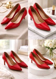 Red Kitten Heel Pumps