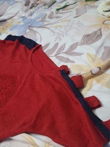 Red Cut-Out Shoulder Top