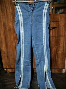 Striped Denim Flare Jeans