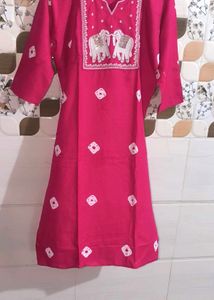 Pink Elephant Print Kurti Xxl Size