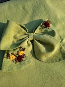 Floral Embroidered Hair Bow
