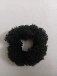 Fuzzy Black Scrunchie