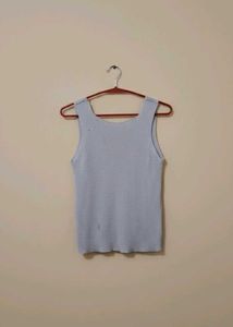 Light Blue Ribbed Knit Tank Top with Sparkle