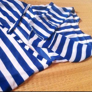 Striped Anarkali Kurti- Blue and White