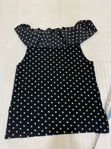 Polka Dot Cold Shoulder Top
