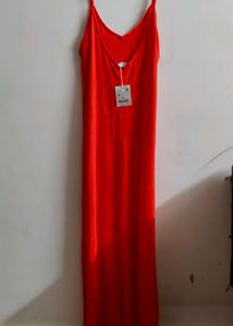 Zara (Spain) Size M Red Maxi Cotton Dress