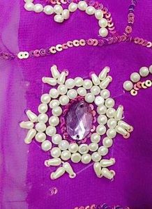 Purple Beaded Embellished Fabric Only Saree Availa