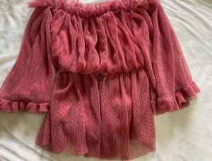 Pink Off-Shoulder Ruffle Top