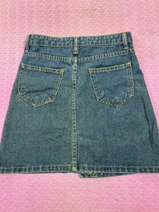 Denim Button-Front Mini Skirt