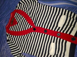 Very Pretty Women Strippedblue Korean Shrug