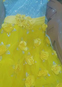 Yellow Floral Girl's Party Dress