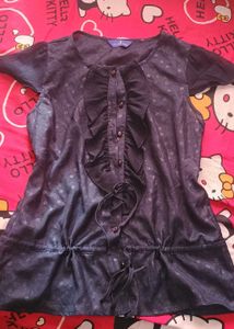 New Cute Navy polka dot  Ruffle Top