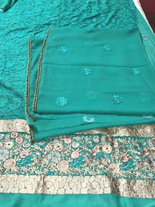 Green Embroidered unstitched Dress Material