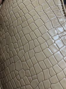 Beige Shoulder Bag With Crocodile Skin Texture