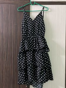 Crepe Polka Printed Short Dress