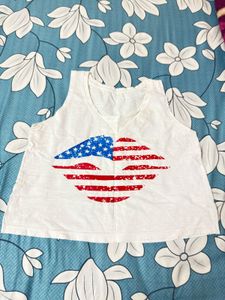 American Flag Lips Graphic Tank Top