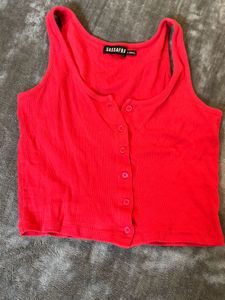 Sassafras Red Button Tank Top