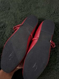 Deep Maroon Red Mary Jane Ballerinas
