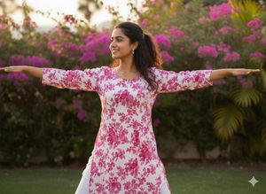 Floral Print Kurta for daily wear short kurti flar