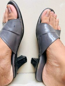 Grey Criss-Cross Slides Heels 👠