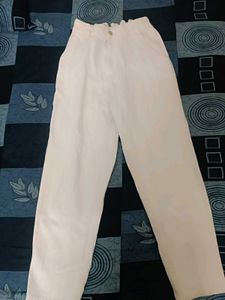 White Mom Fit Jeans With Waist Elastic