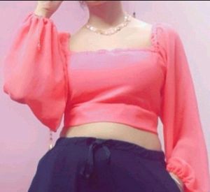 Hot Pink Wrap Top For Women