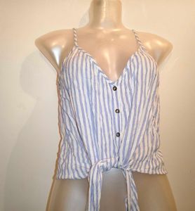 Size S H&M Striped Tie-Front Tank Top