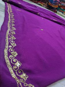 aari tari Purple Embroidered Saree