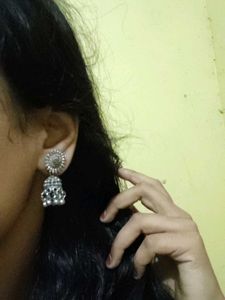 Silver Jhumka Earrings