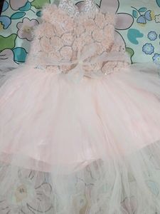 Peach Colour Beautiful Dress  For 1 Year Kiddo