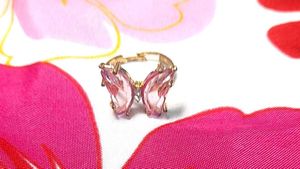 Pink Butterfly Adjustable Ring