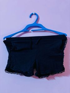 Black Pom-Pom Shorts