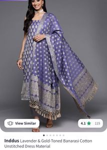 Lavender Gold Toned Banarasi Cotton Suit Set