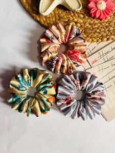 Printed Satin Scrunchies